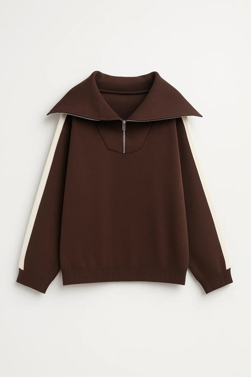 Zip Collar Lounge Set-loungewear > loungewear set-Laventaire-Laventaire