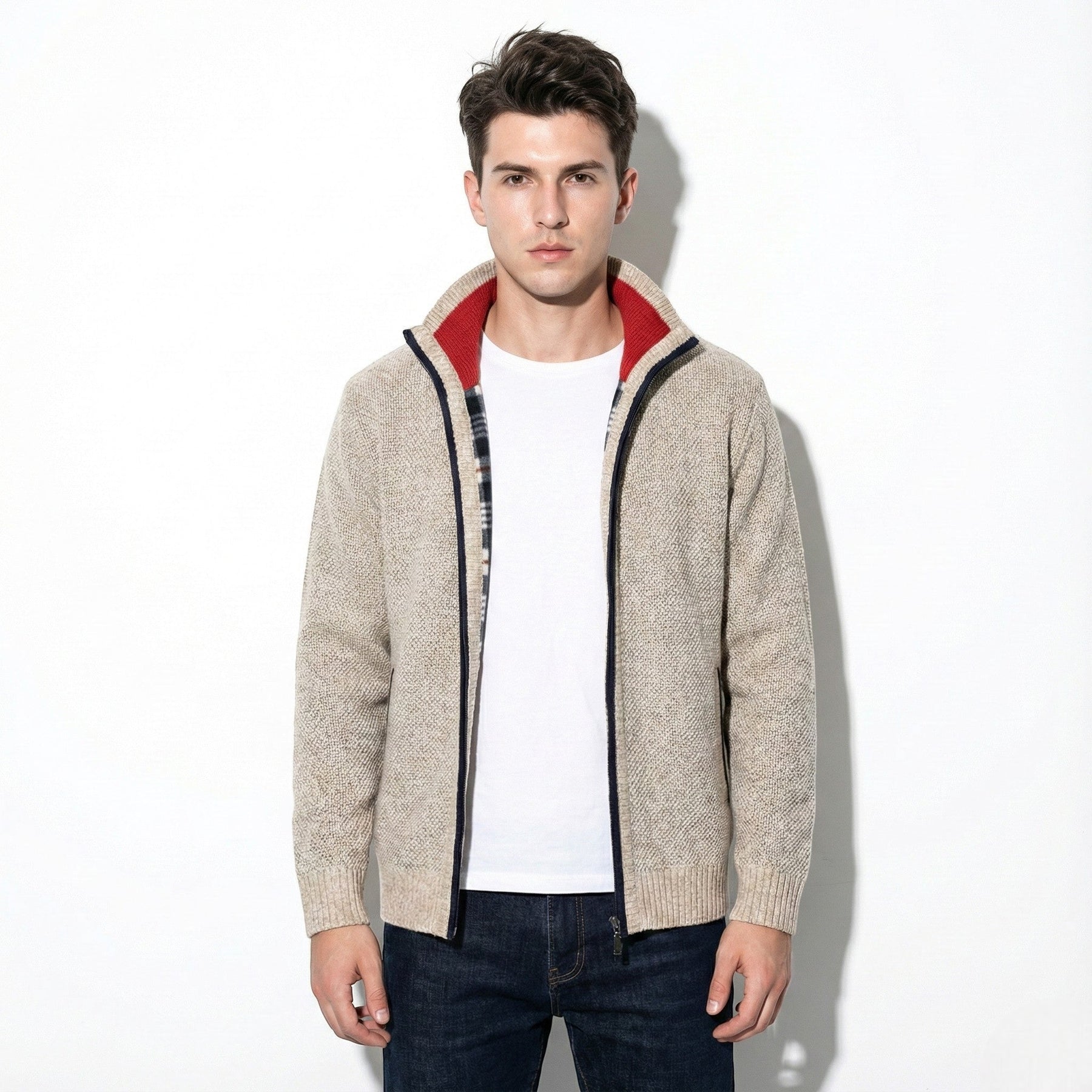 Zip Front Cardigan-cardigans > zip front cardigan-Laventaire-Laventaire