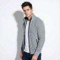 Zip Front Cardigan-cardigans > zip front cardigan-Laventaire-Light Gray-M-Laventaire