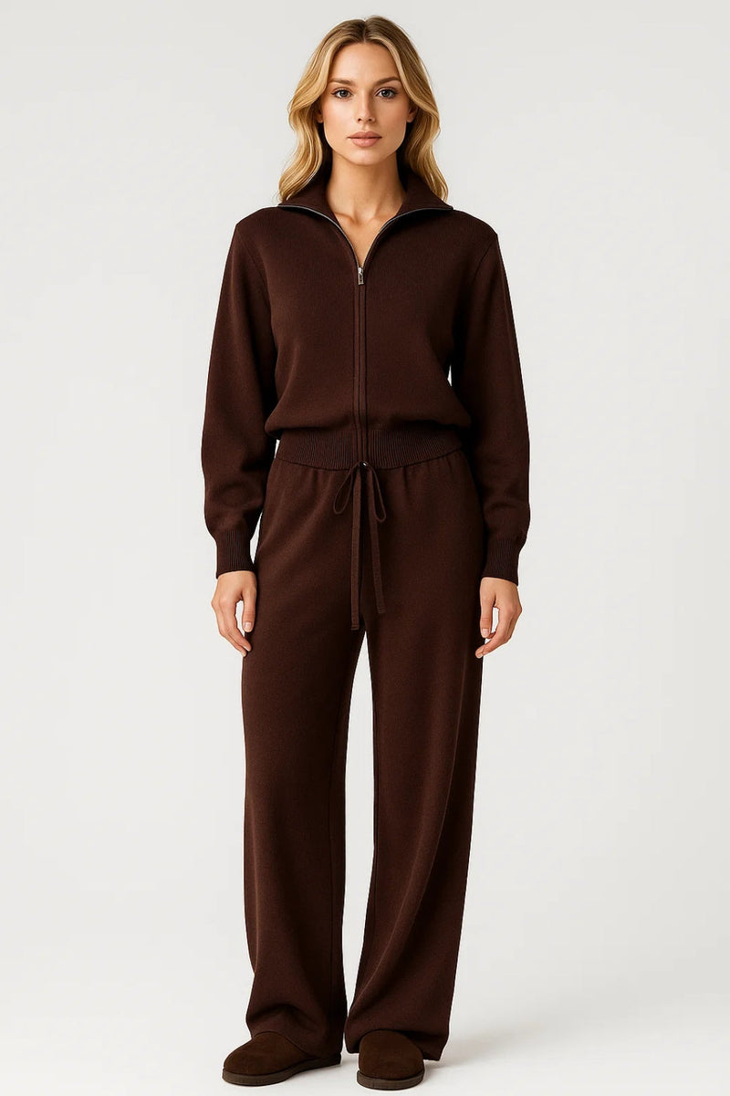 Zip Top Loungewear Set-loungewear > loungewear set-Laventaire-Laventaire