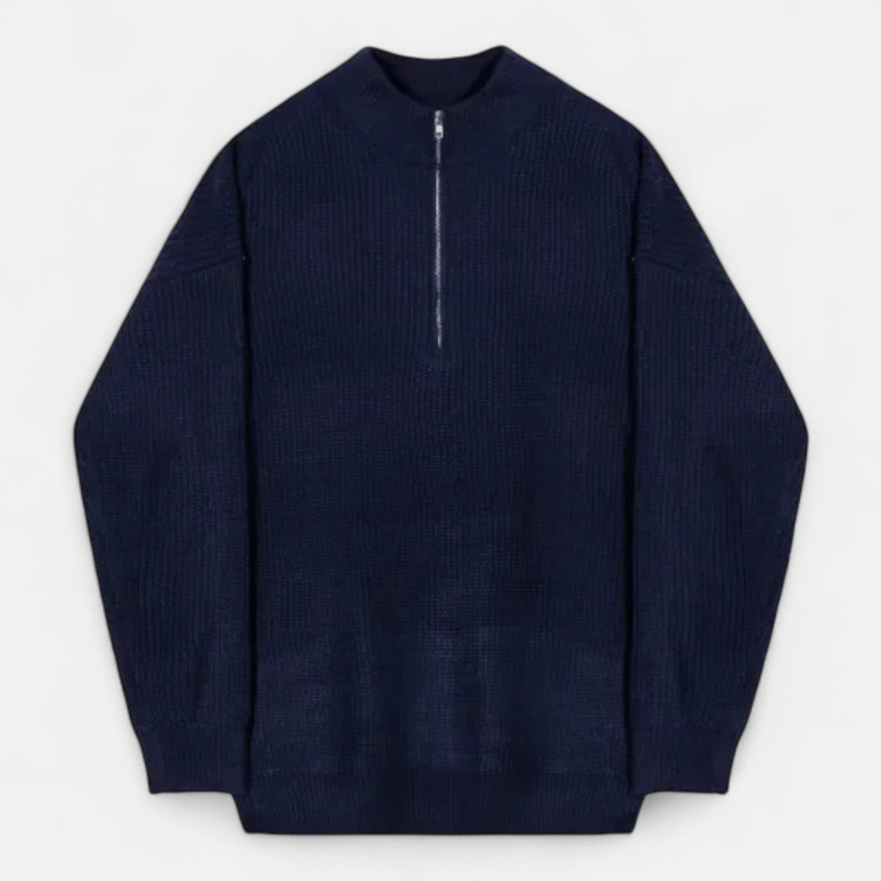 Zipper Semi Turtleneck Sweater-sweaters > turtleneck sweater-Laventaire-Laventaire