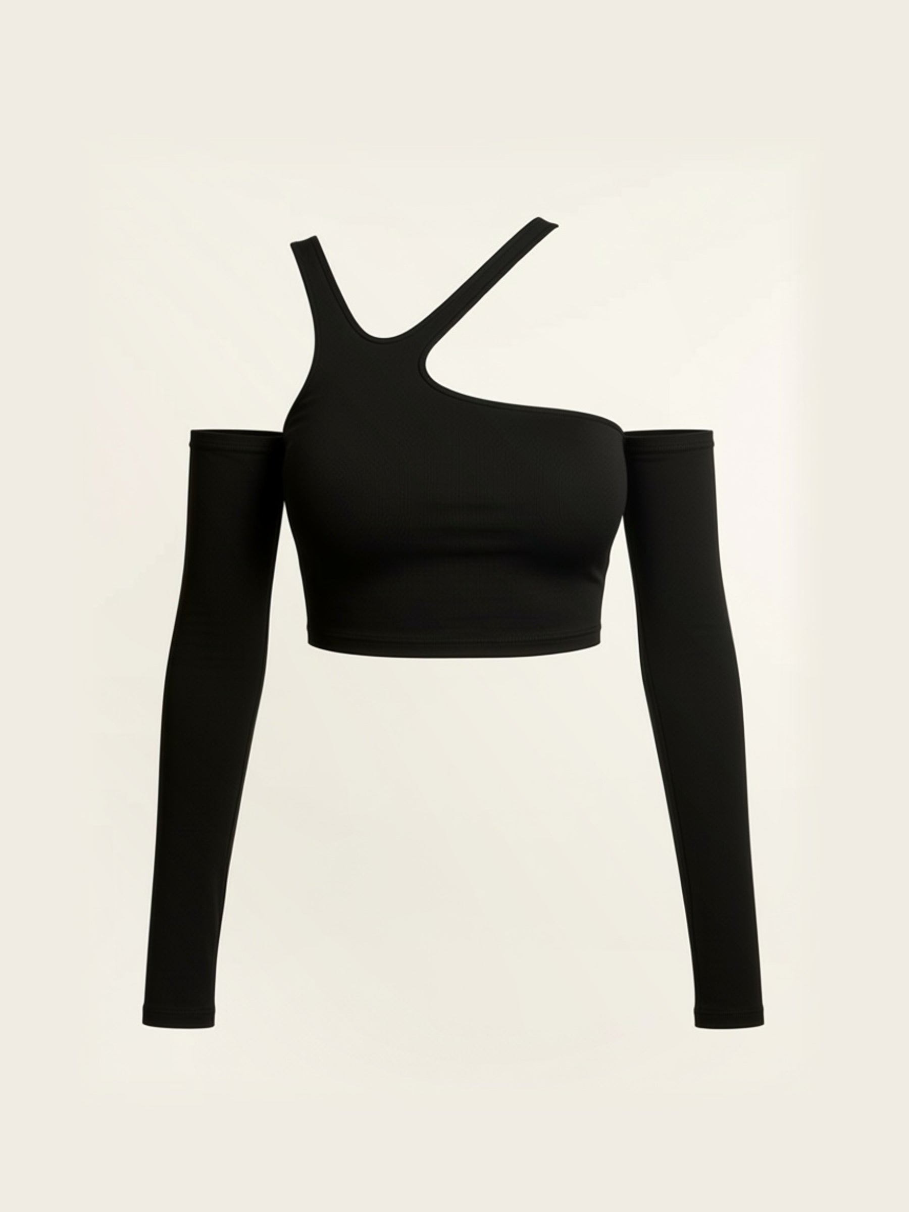 Asymmetric Black Crop Top