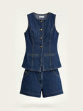 Casual Denim Two-Piece Set