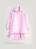 Pink Ruffle Blouse Set
